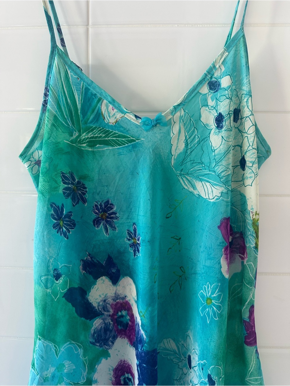 Turquoise Floral Chemise Slip - Picture 5 of 5